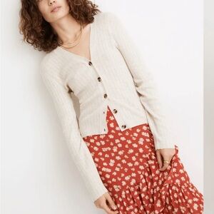MADEWELL Pointelle Ribbed Cardigan Sweater